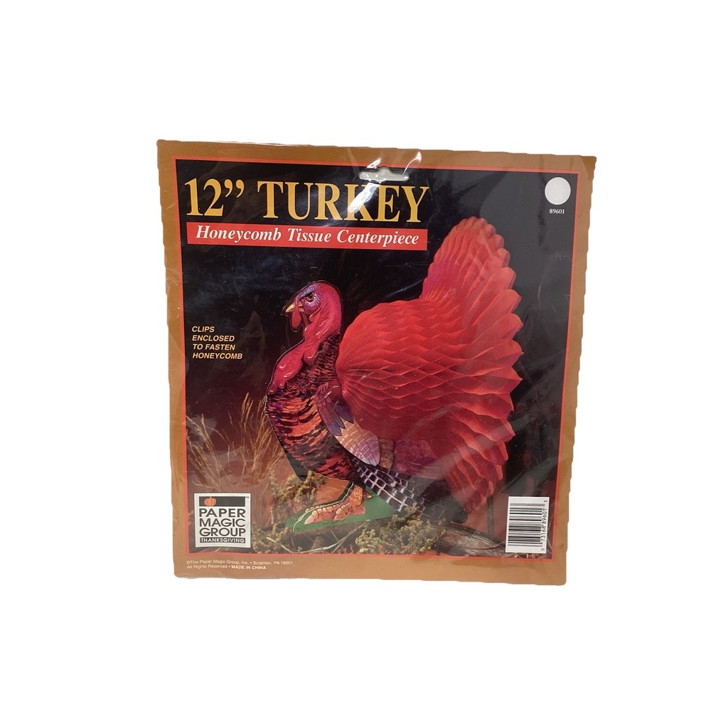 VTG 12" Thanksgiving Turkey Die Cut Honeycomb Centerpiece Paper Magic Group